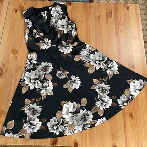 Floral Satin Sleeveless A-Line Dress